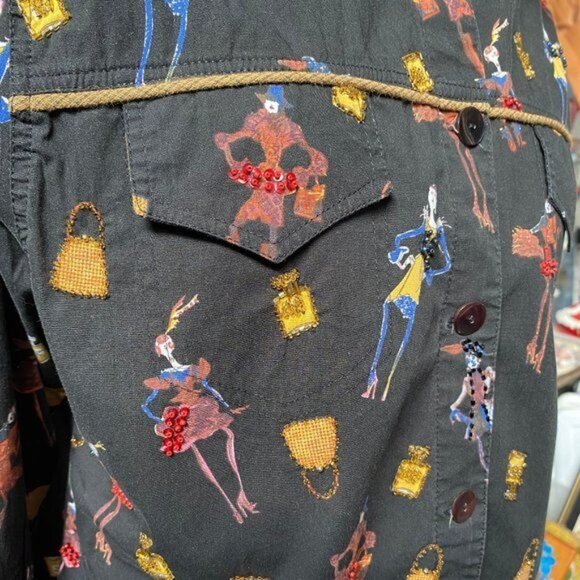 Vanity Collection XL Black Button-Up Jacket With Vibrant Fashion Print - Picture 9 of 14